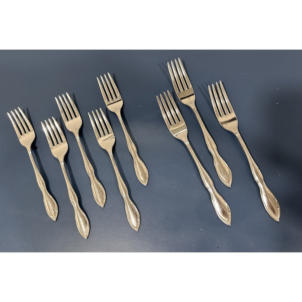 Gorham Stegor USA‎ CHANSON Stainless Dinner and Salad Forks Lot 8 pcs Flatwear
